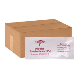 Medline Alcohol Swabsticks, 250 Per Box, Case Of 3 Boxes