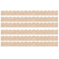 Carson Dellosa Education Scalloped Bulletin Board Borders, True to You Woven Bamboo, 39' Per Pack, Set Of 6 Packs
