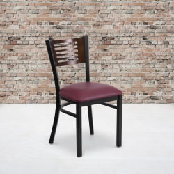 Flash Furniture Decorative Slat Back Restaurant Chair, Walnut/Burgundy/Black