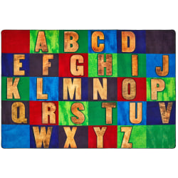 Carpets for Kids® Pixel Perfect Collection™ Rustic Wood Literacy Seating Rug, 8’x 12’, Multicolor