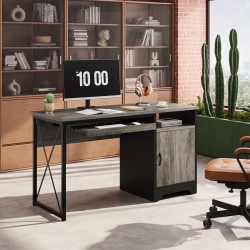 Bestier 48"W Reversible Writing Computer Desk, Brown/Gray