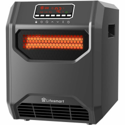 Lifesmart Six Element Infrared Heater-Front Air Intake - Infrared/Quartz - Electric - Electric - 1000 W to 1500 W - 3 x Heat Settings - Timer - 1500 W - 120 V AC - 15 A - Remote Control