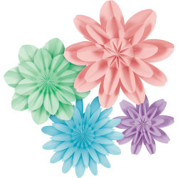 Teacher Created Resources Paper Flowers, Pastel Pop, Pack Of 4 Flowers