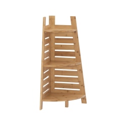 Linon Bullock Bamboo 3-Shelf Corner Cabinet, 32-3/4"H x 14-1/2"W x 14-1/2"D, Natural Bamboo