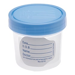 Medline Specimen Container, 4 Oz., Blue/Clear, Case Of 100