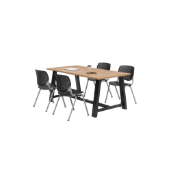 KFI Studios Midtown Table With 4 Stacking Chairs, Kensington Maple/Black