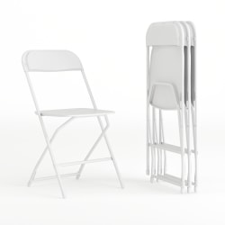 Flash Furniture Hercules Series Folding Chairs, White, Pack Of 4 Chairs