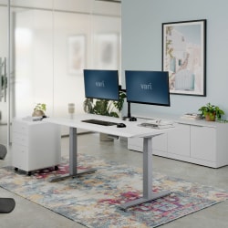 VARI Electric Standing Desk With ComfortEdge, 60"W, White