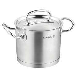 Korkmaz Proline Professional Series Stainless Steel Extra Deep Casserole With Lid, 4.8 Liter, Silver