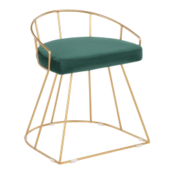 LumiSource Canary Vanity Stool, Green Seat/Gold Frame