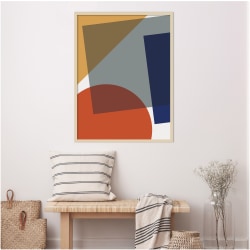 Amanti Art Layered Retro Modern Shapes In Bright Colors by The Creative Bunch Studio Wood Framed Wall Art Print, 31"W x 41"H, Natural