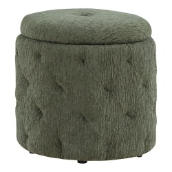Office Star Erindale Round Storage Ottoman, 18"H x 18-1/2"W x 18-1/2"D, Pine