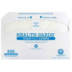 Hospeco Health Gards Half-Fold Toilet Seat Covers, White, 250 Covers Per Pack, Case Of 10 Packs