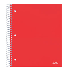 Office Depot® Brand Stellar Poly Notebook, 8-1/2" x 11", 3 Subject, College Ruled, 150 Sheets, Red