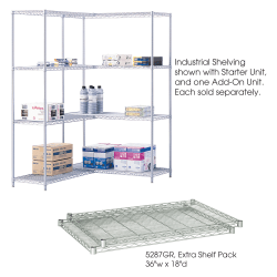 Safco® Extra Shelves For Industrial Wire Shelving, 36"W x 18"D, Gray, Pack Of 2