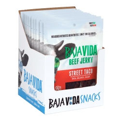 Baja Vida Beef Jerky Street Taco Snack Packs, 1.0 Oz, Box Of 12 Packs