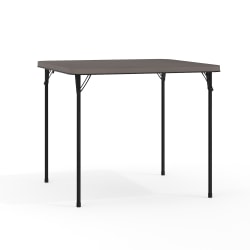 Flash Furniture Square Bi-Fold Plastic Folding Table, 28-1/2"H x 34"W x 34"D, Black/Dark Gray