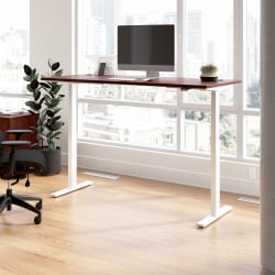 Bush Business Furniture Move 60 Series 72"W x 30"D Electric Height Adjustable Standing Desk, Hansen Cherry/White Powder Coat, Standard Delivery