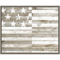Amanti Art American Flag Rustic by Studio W Framed Canvas Wall Art Print, 16"H x 20"W, Graywash