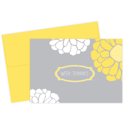 Great Papers! Thank You Note Cards, 4.875" x 3.375", Sunny Flowers, Gray/Yellow, Pack Of 24