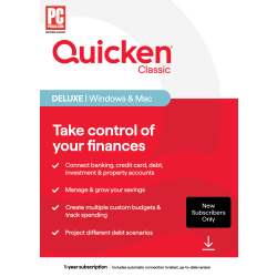 Quicken Classic Deluxe, 1-Year Subscription, Windows/Mac/iOS/Android Compatible, ESD