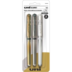 Uni-Ball Signo Gel Impact Pens, Pack Of 3, Bold Point, 1.0 mm, Assorted Ink