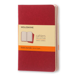 Moleskine Cahier Journals, 3-1/2" x 5-1/2", Ruled, 64 Pages, Cranberry Red, Set Of 3 Journals