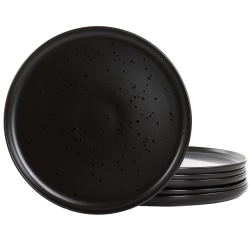 Studio 3B Modern Coupe 6-Piece Round Stoneware Dinner Plate Set, 10-1/2" x 10-1/2" x 1-1/2", Pepper Black