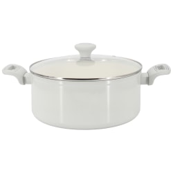Martha Stewart Everyday Rexford 5-Quart Aluminum Ceramic Nonstick Dutch Oven With Lid, Linen