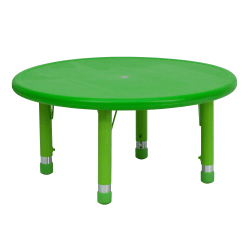 Flash Furniture 33"W Round Plastic Height-Adjustable Activity Table, Green
