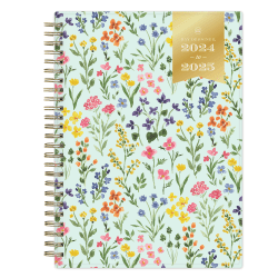 2024-2025 Day Designer Weekly/Monthly Planning Calendar, 5-7/8" x 8-5/8", Flower Field Mint, July To June, 144879