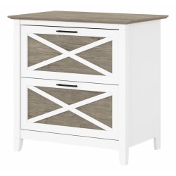 Bush Furniture Key West 20"D Lateral 2-Drawer File Cabinet, Shiplap Gray/Pure White, Delivery