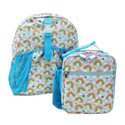RED.STONE 2-Piece Backpack/Lunch Bag Set With Laptop/Tablet Pocket, Rainbows