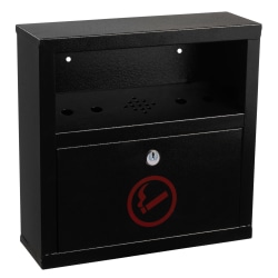Alpine Quick Clean Rectangular Steel Wall-Mounted Cigarette Disposal Bin, 12-1/4"H x 5-13/16"W x 4-1/4"D, Black