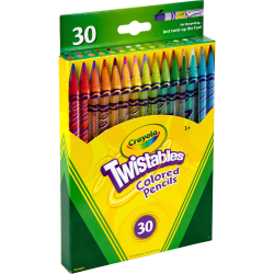 Crayola® Twistables® Color Pencils, Assorted Colors, Cylindrical Pouch, Set Of 30