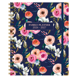 2026-2027 Excello Brands 14-Month Weekly/Monthly Academic Year Family Planner, 8-1/2" x 11", Navy Floral, May To June, Total Qty 1