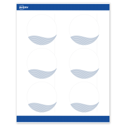 Avery® Printable Labels With Sure Feed® Technology, S00-EV1, Round, 3", Matte White With Preprinted Blue Waves Design, Pack Of 60