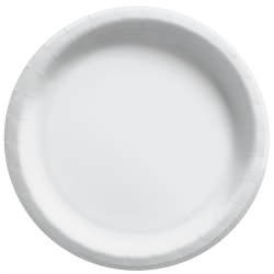 Amscan Round Paper Plates, Frosty White, 10", 50 Plates Per Pack, Case Of 2 Packs