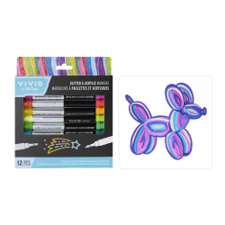 Brea Reese Glitter Acrylic Markers, Dual Tip, Total Qty 12
