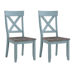 Coast to Coast Wharf Crossback Dining Chairs, Brown/Bar Harbor Blue, Set Of 2 Chairs