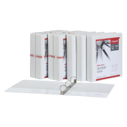 Office Depot® Brand Durable Round-Ring View Binders, 1-1/2", White, Pack Of 12 Binders
