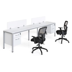 Boss Office Products Simple System Double Desk, Side By Side With 2 Pedestals, 29-1/2"H x 120"W x 24"D, White