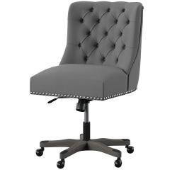 Linon Dara Fabric Mid-Back Home Office Chair, Light Gray/Gray Wash