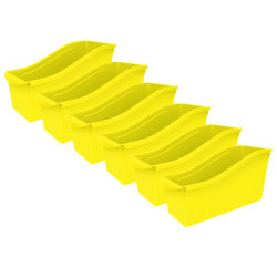 Storex Large Book Bins, 12"H x 5-1/4"W x 7"D, Yellow, Pack Of 6 Bins
