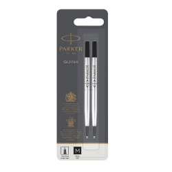 Parker® Rollerball Pen Refill, Medium Point, 0.7 mm, Black, Pack Of 2