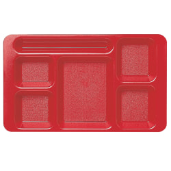 Cambro Camwear® 5-Compartment Trays, Red, Pack Of 24 Trays