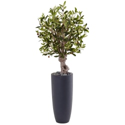 Nearly Natural Olive 42"H Artificial Tree With Cylinder Planter, 42"H x 20"W x 20"D, Green