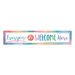 Teacher Created Resources Decorative Classroom Banner, 8" x 39", Watercolor Everyone Is Welcome Here