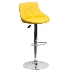 Flash Furniture Contemporary Vinyl Bucket Seat Adjustable Height Barstool with Diamond Pattern Back and Chrome Base, Yellow