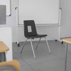 Flash Furniture Advantage Student Stacking School Chair, Black/Silver, ADVSSC16BLK